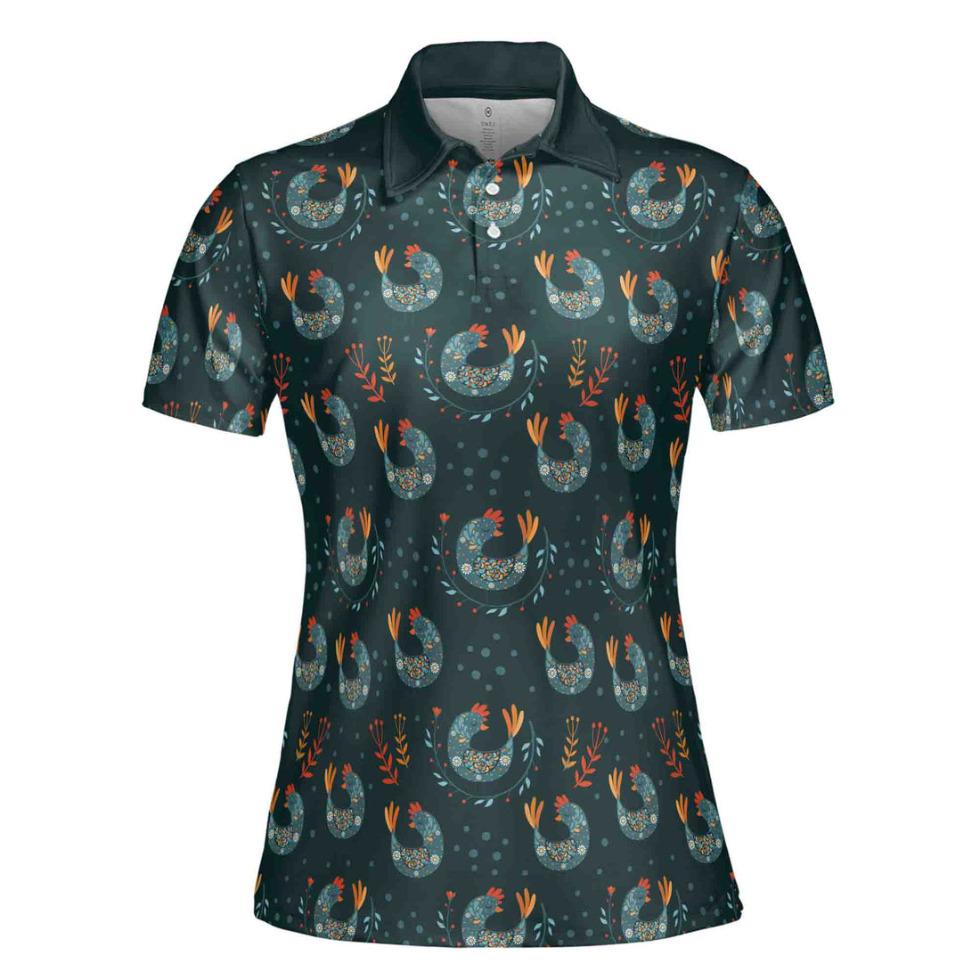 Funny Cute Floral Folk Bird Pattern Golf Women's Polo Shirt S-5XL