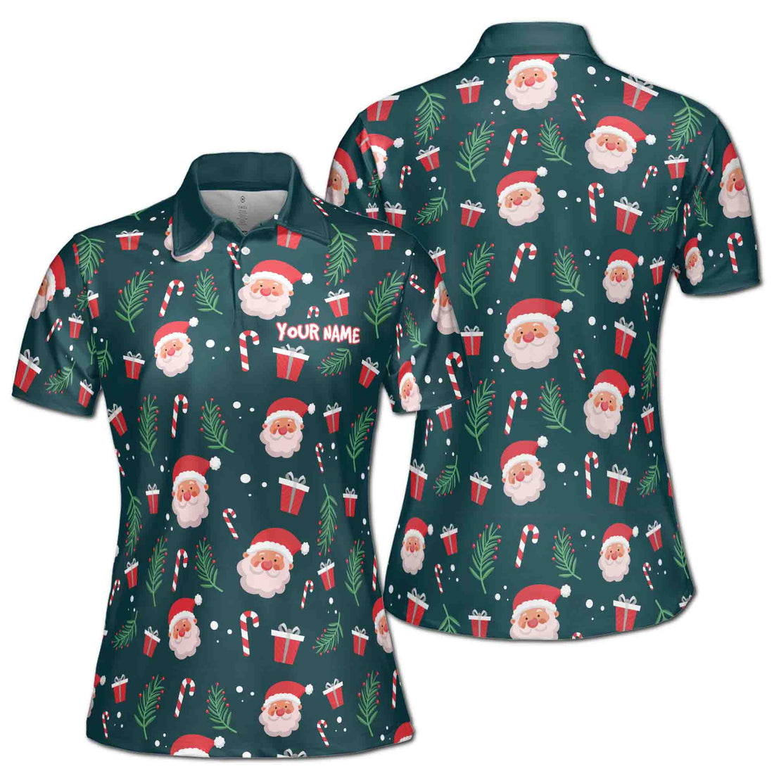 Christmas American Flag Billiard Custom Patriotic Women's Polo Shirt S-5XL