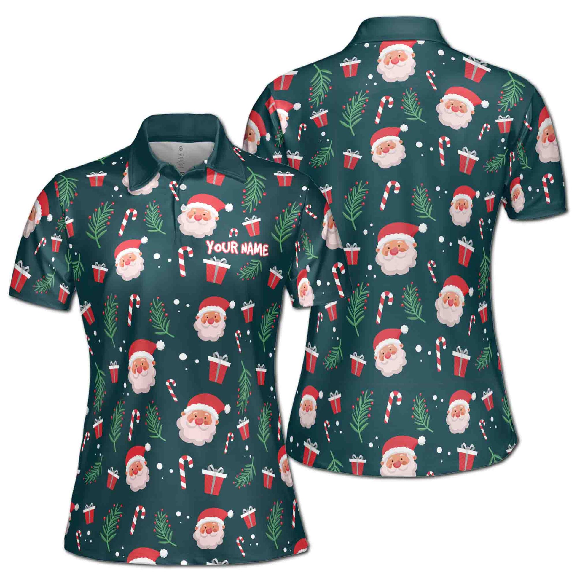Christmas American Flag Billiard Custom Patriotic Women's Polo Shirt S-5XL