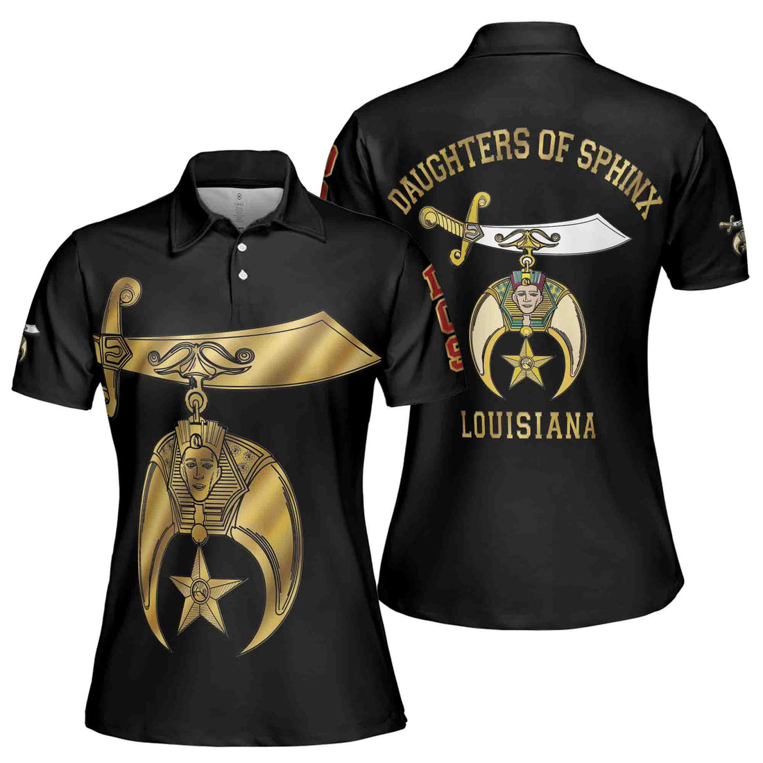 Customize Daughters of Sphinx Shriner Emblem, DOS Fraterner Degree Freemasonary Women's Polo Shirt S-5XL