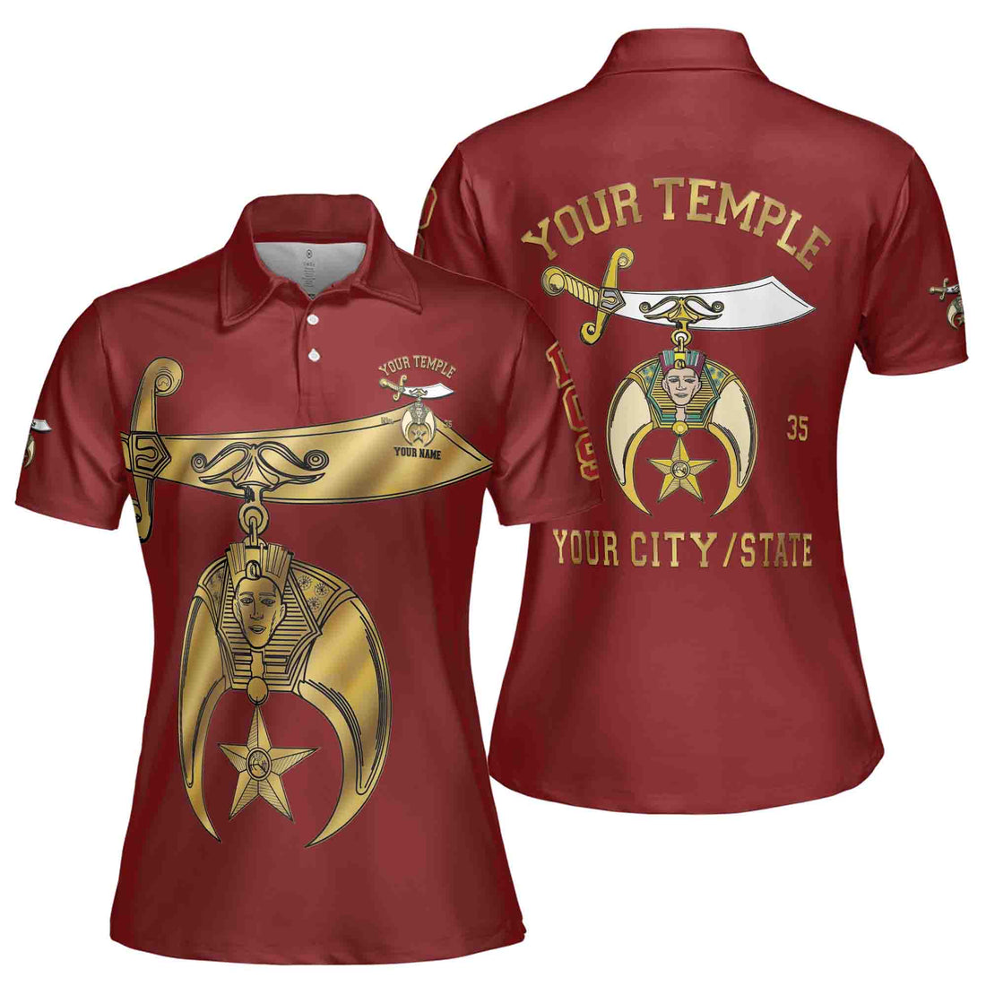 Customize Daughters of Sphinx Shriner Emblem, DOS Fraterner Freemasonary Women's Polo Shirt S-5XL