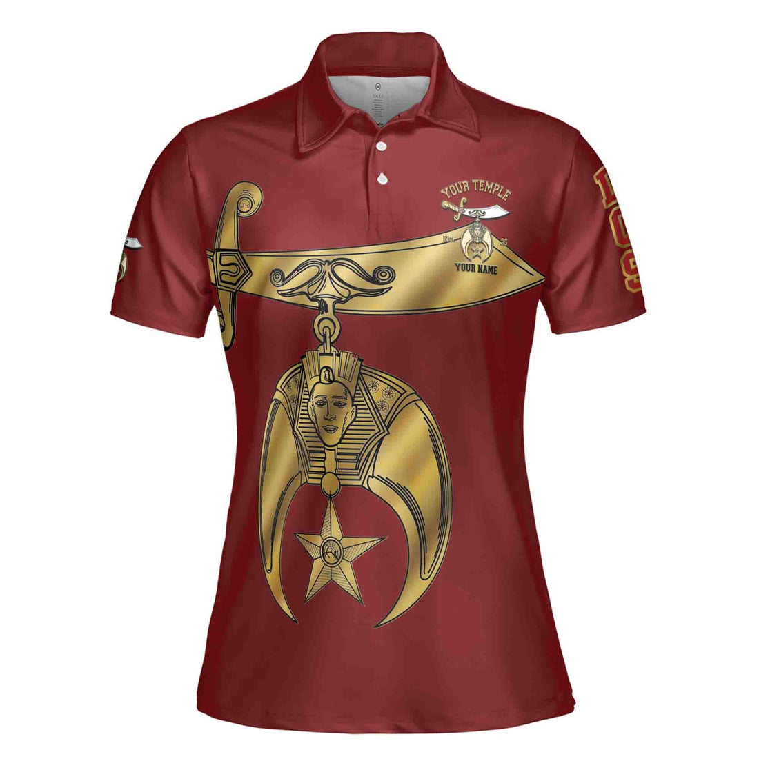 Customize Daughters of Sphinx Shriner Emblem, DOS Fraterner Freemasonary Women's Polo Shirt S-5XL
