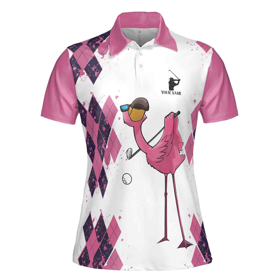 Customize Name I'm Not Swearing, Flamingo Golfing Women's Polo Shirt S-5XL