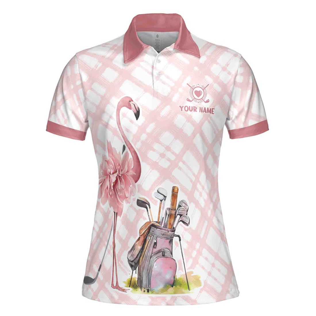 Customize Name Talk Birdie To Me Flamingo Golf Women's Polo Shirt S-5XL