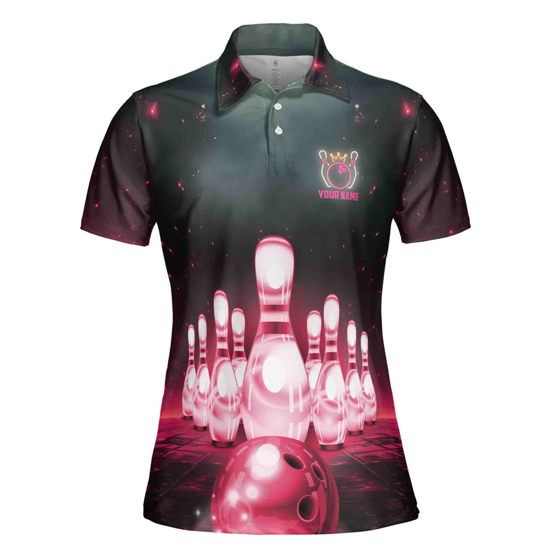 Custom Bowling Neon Light Effect Women's Polo Shirt S-5XL