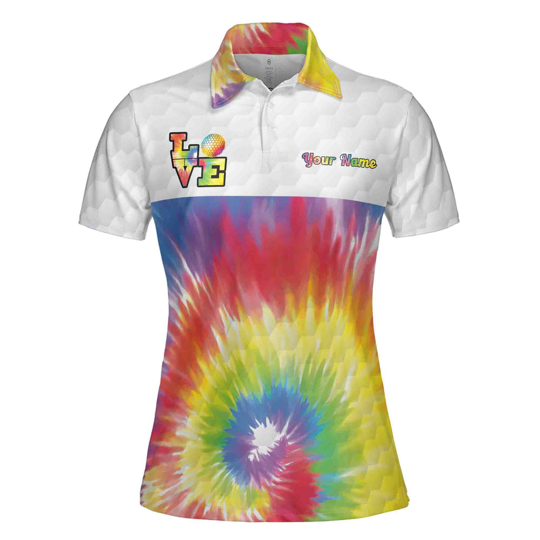 Custom Tie Dye Peace Love Golf Women's Polo Shirt S-5XL