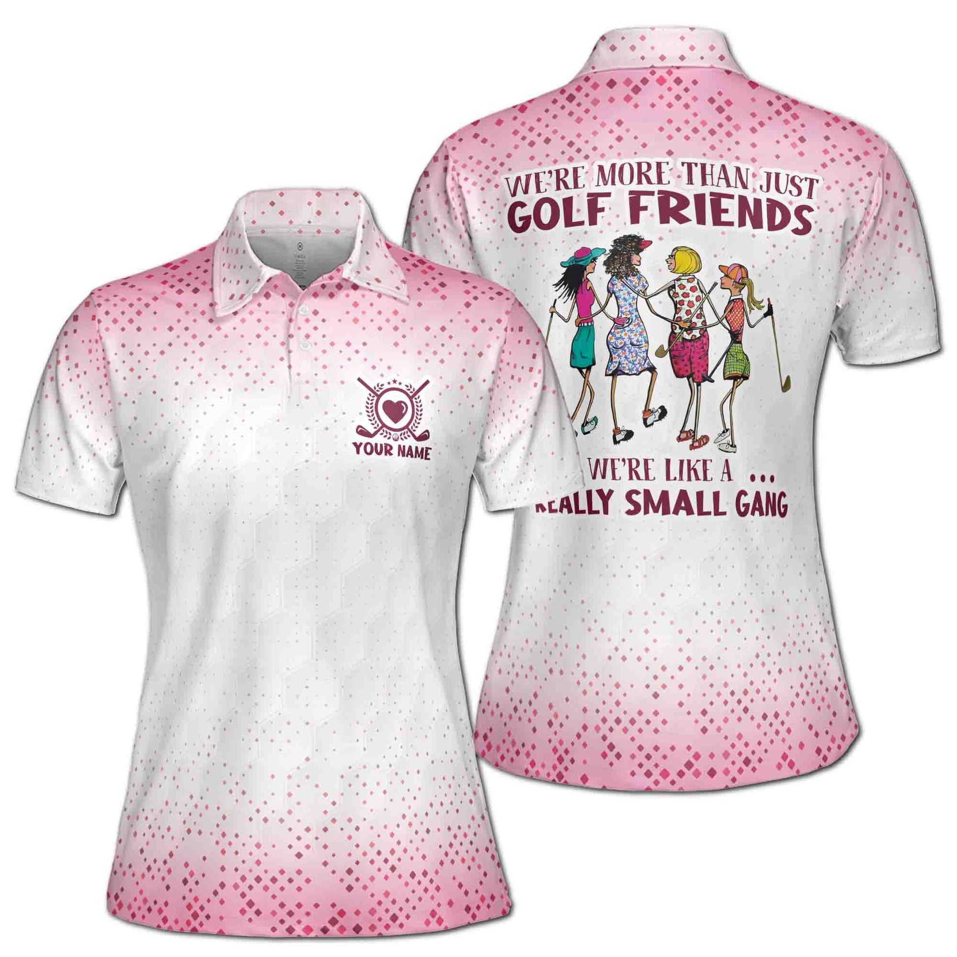 Customize Name More Than Golf Friends Small Gang, Lady Golfing Women's Polo Shirt S-5XL