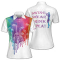 Custom Name Swing Swear Drink Repeat Golf Women's Polo Shirt S-5XL