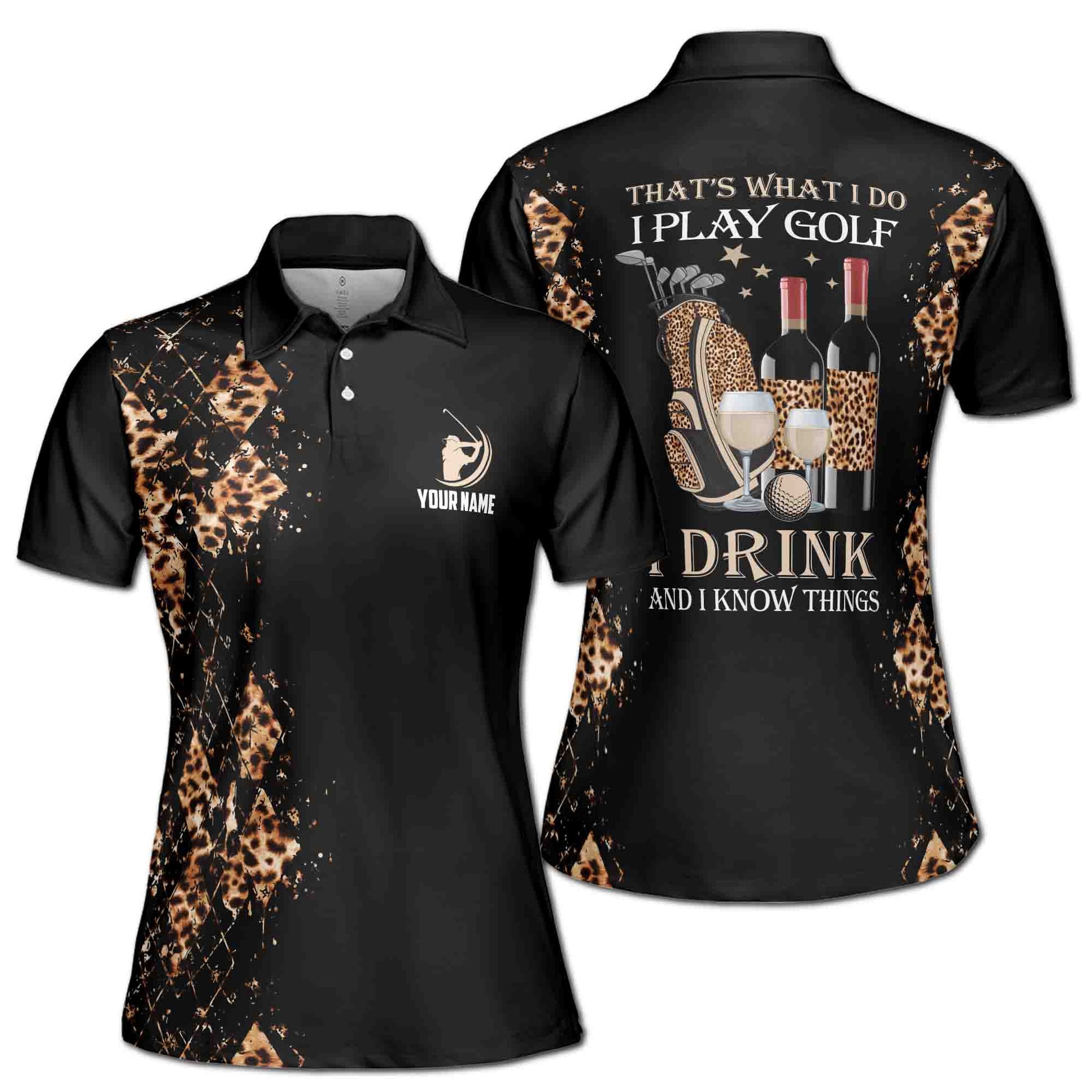 Custome Name Golf That's What I Do I Play Golf Leopard Pattern Women's Polo Shirt S-5XL