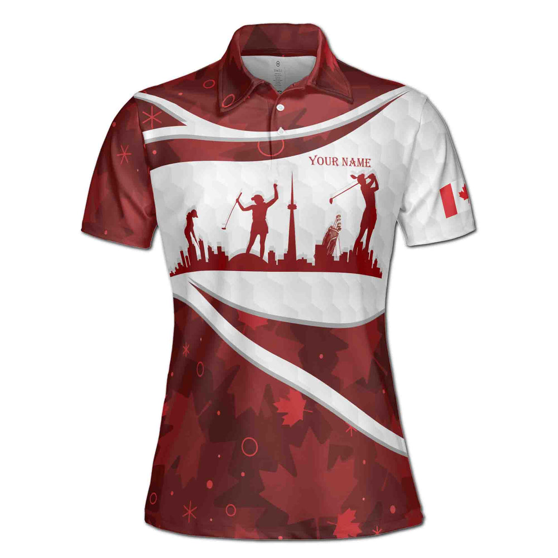 Custom Name Team Name Canada Flag Patriot Maple Leaves Golf Women 3D Polo Shirt Size S-5XL