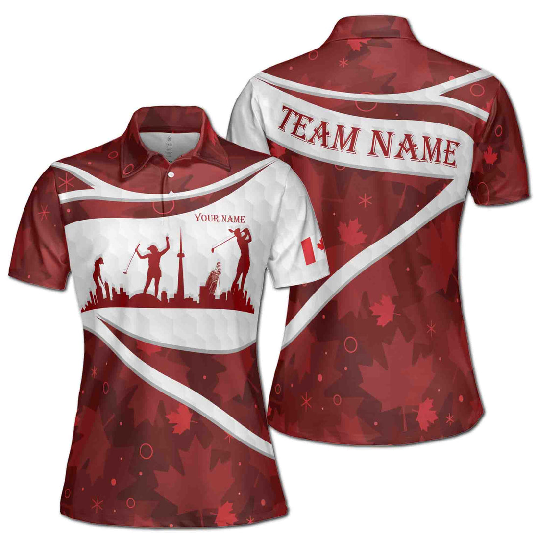 Custom Name Team Name Canada Flag Patriot Maple Leaves Golf Women 3D Polo Shirt Size S-5XL