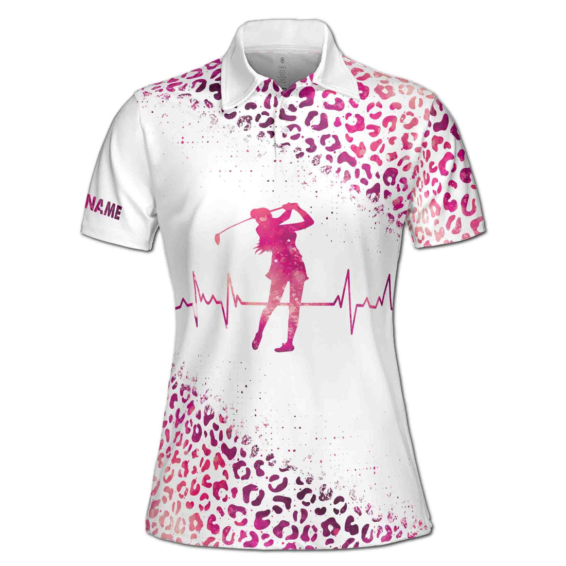 Custom Name I Was One Under Today Pink Leopard Pattern Golf Women Polo Shirt Size S-5XL
