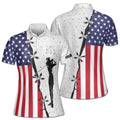 Custom Name American Lady Golfing USA Flag Golf Women's Polo Shirts S-5XL
