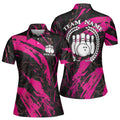 Custom Name Team Name Colorful Graphic Art Bowling Team Women's Polo Shirt S-5XL