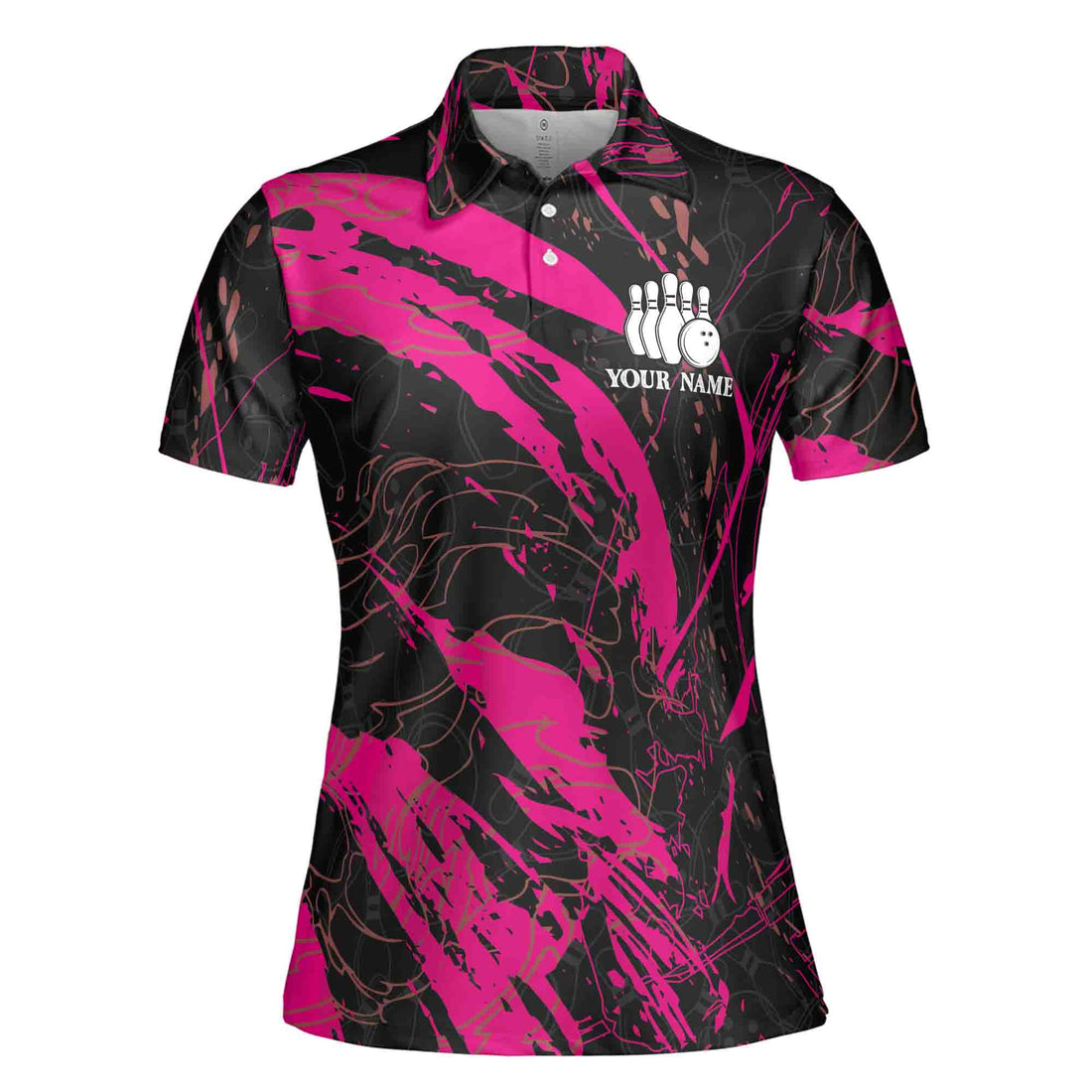 Custom Name Team Name Colorful Graphic Art Bowling Team Women's Polo Shirt S-5XL