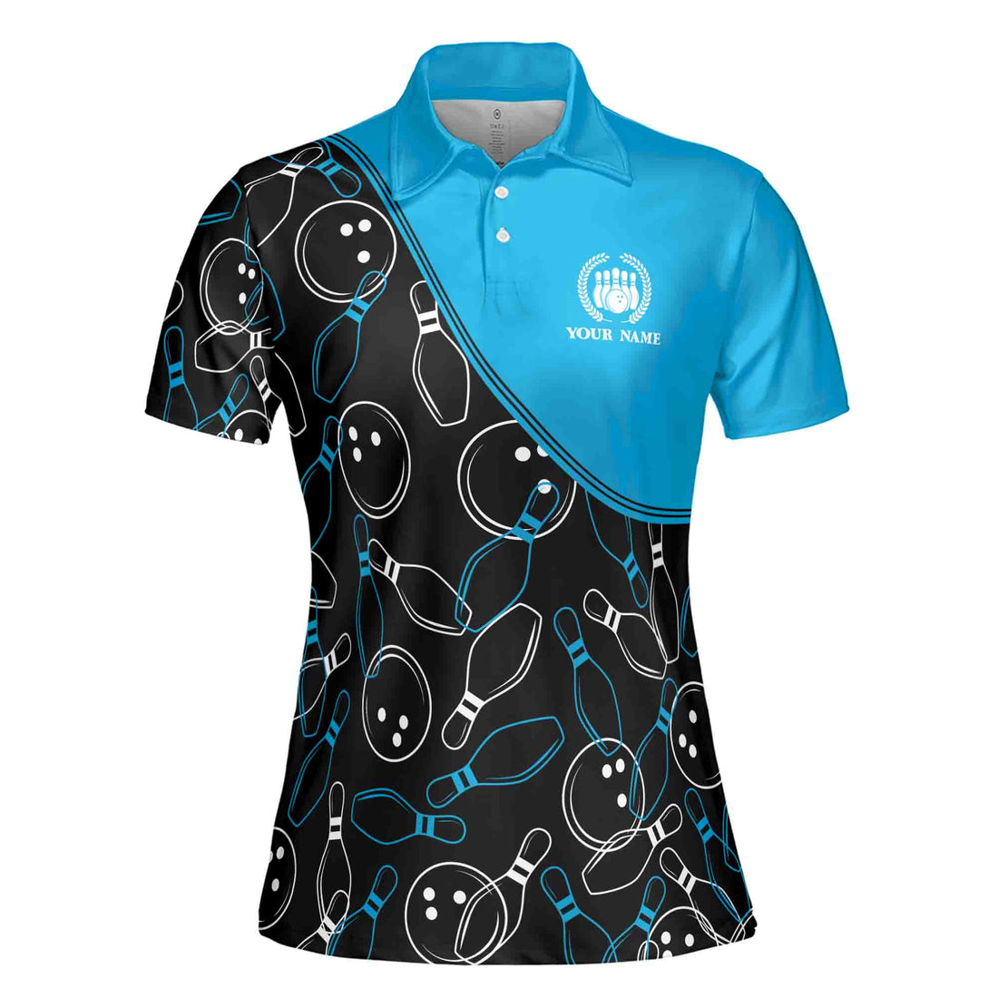 Custom Name Team Name Bowling Pins Balls Team Women's Polo Shirt S-5XL