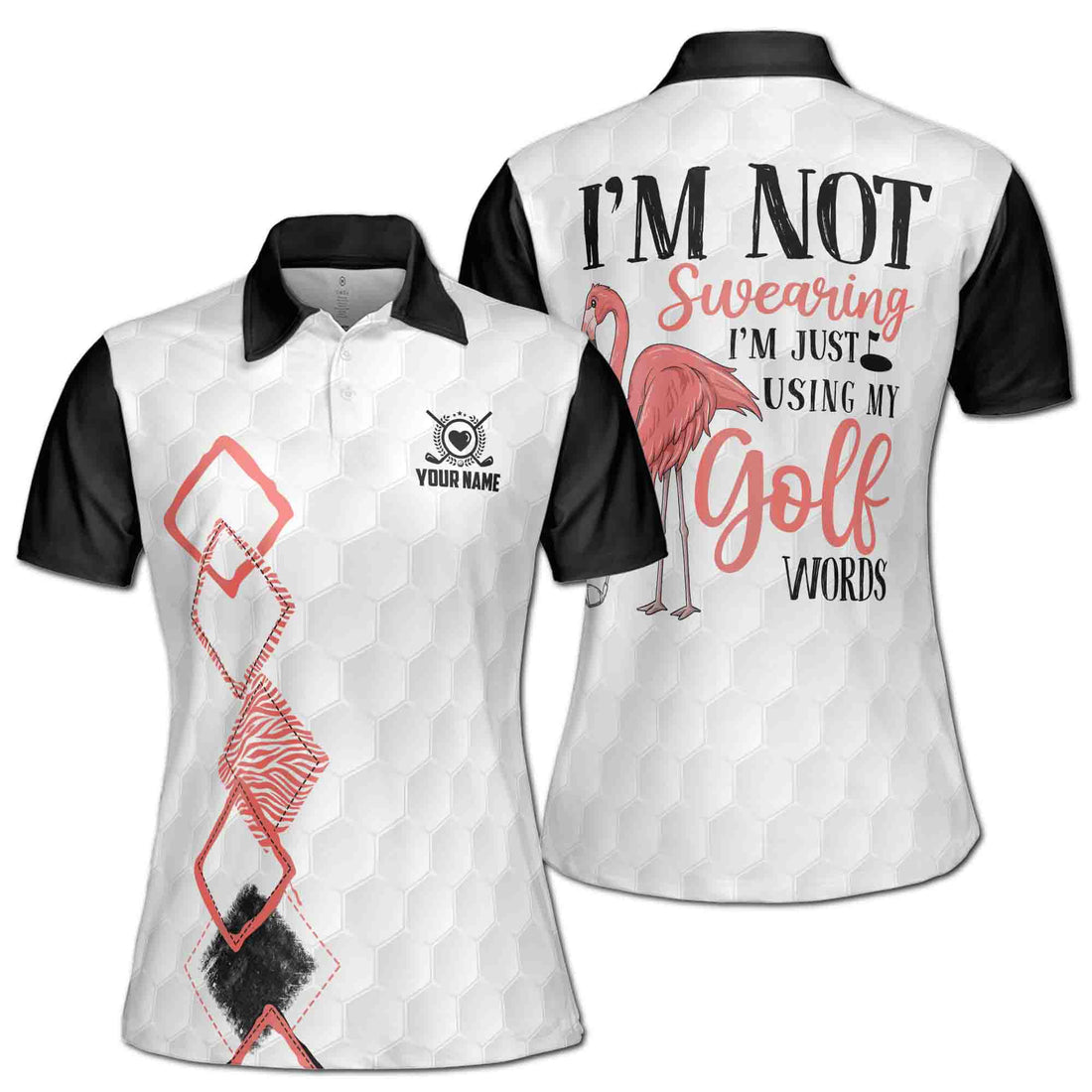 Custom Name I'm Not Swearing Flamingo Golf Women Polo Shirt S-5XL