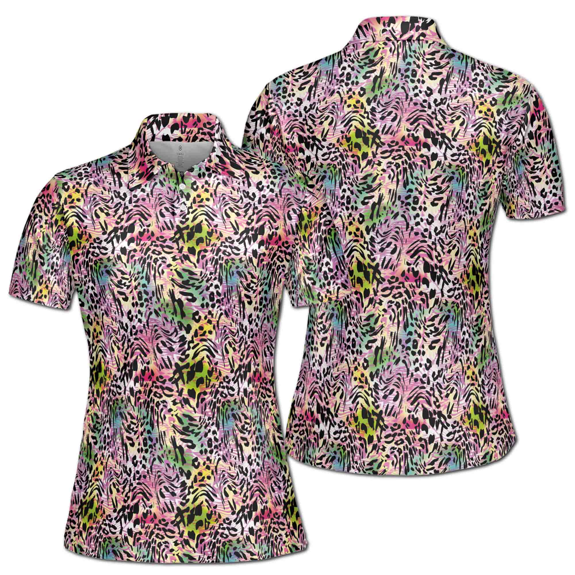 Colorful Cheetah Leopard Pattern Golf Women's Polo Shirt S-5XL