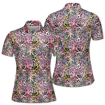 Colorful Cheetah Leopard Pattern Golf Women's Polo Shirt S-5XL
