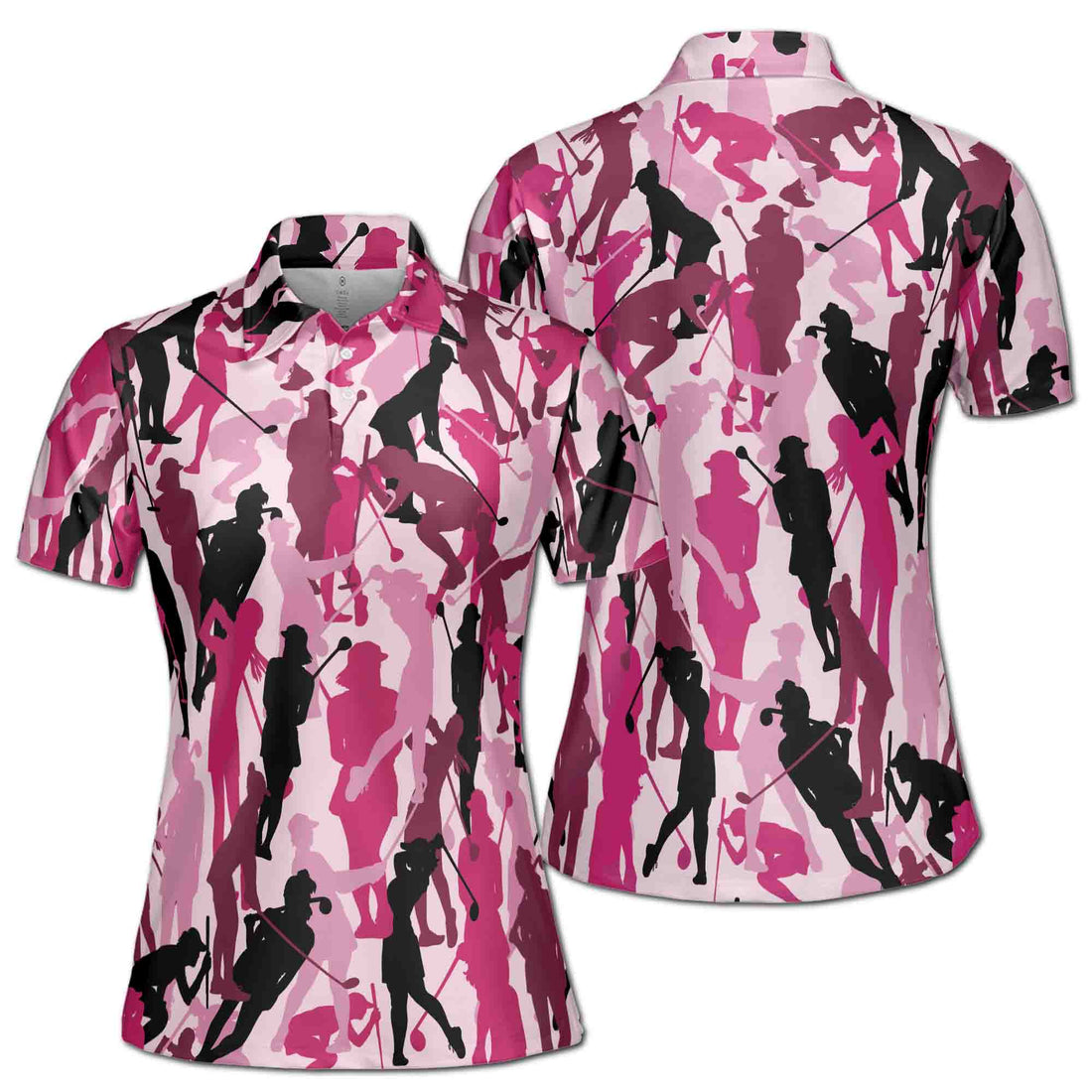 Funny Silhouette Of Woman Playing Golf Women's Polo Shirt S-5XL