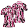 Funny Silhouette Of Woman Playing Golf Women's Polo Shirt S-5XL