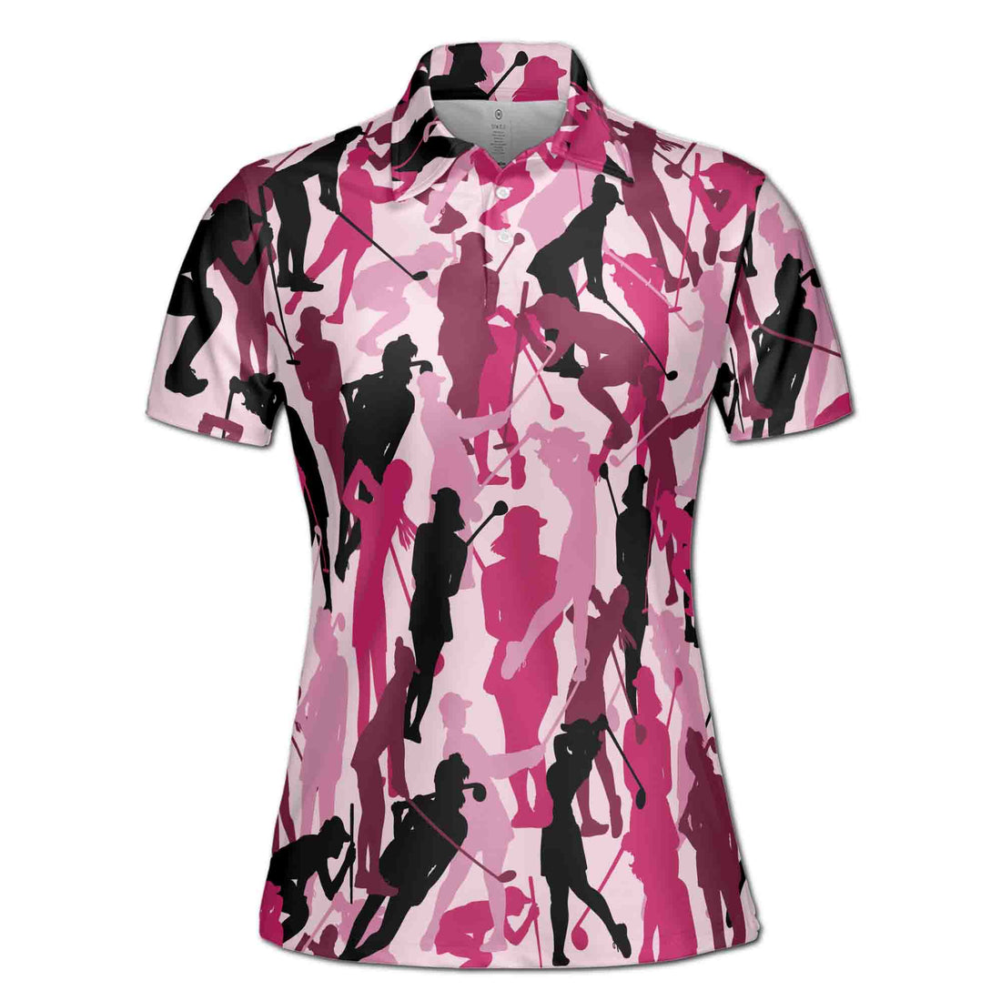 Funny Silhouette Of Woman Playing Golf Women's Polo Shirt S-5XL