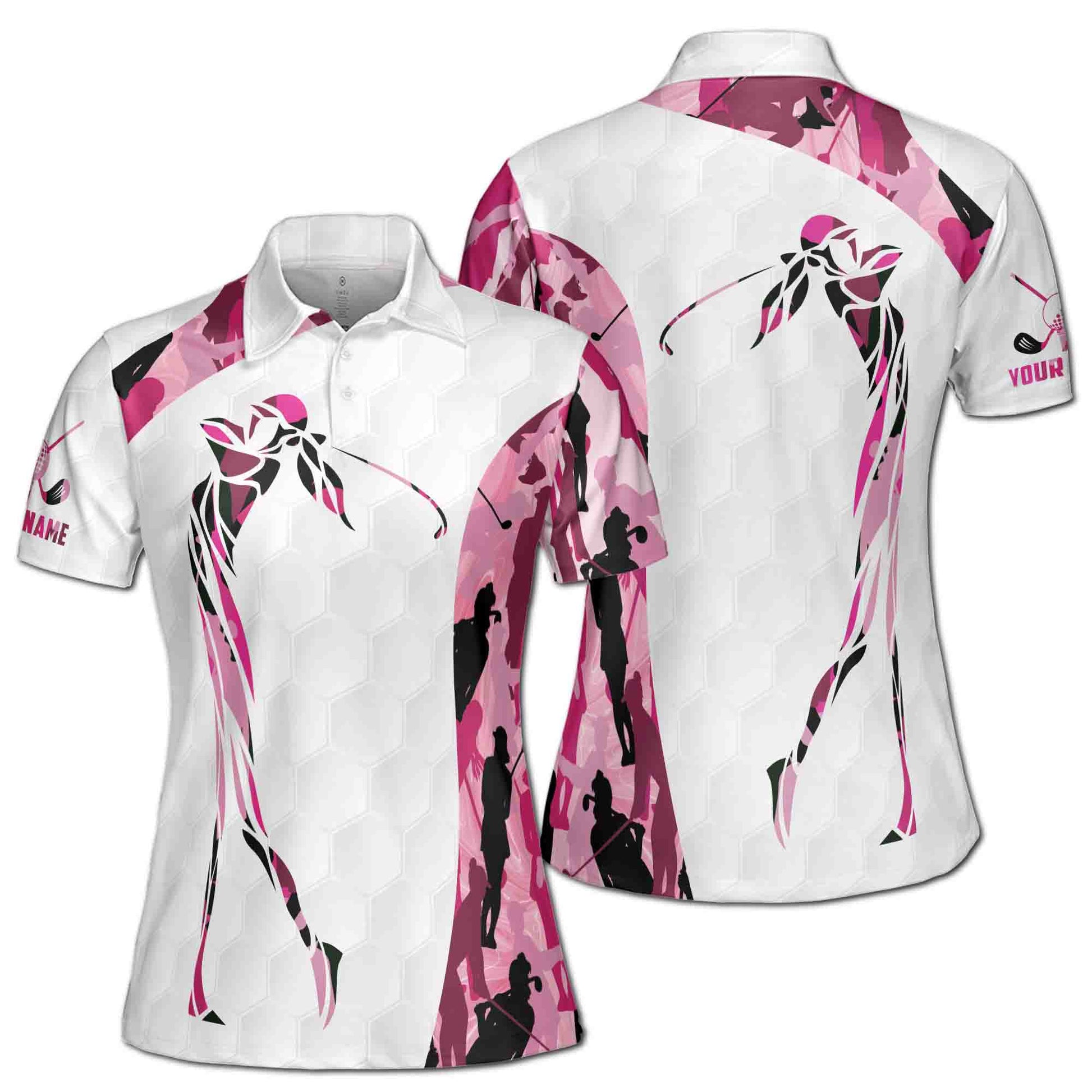 Custom Name Colorful Camouflage Tropical Pattern Golf Women's Polo Shirt S-5XL