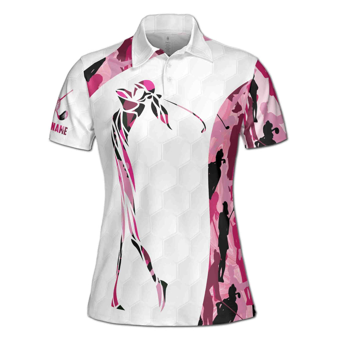 Custom Name Colorful Camouflage Tropical Pattern Golf Women's Polo Shirt S-5XL