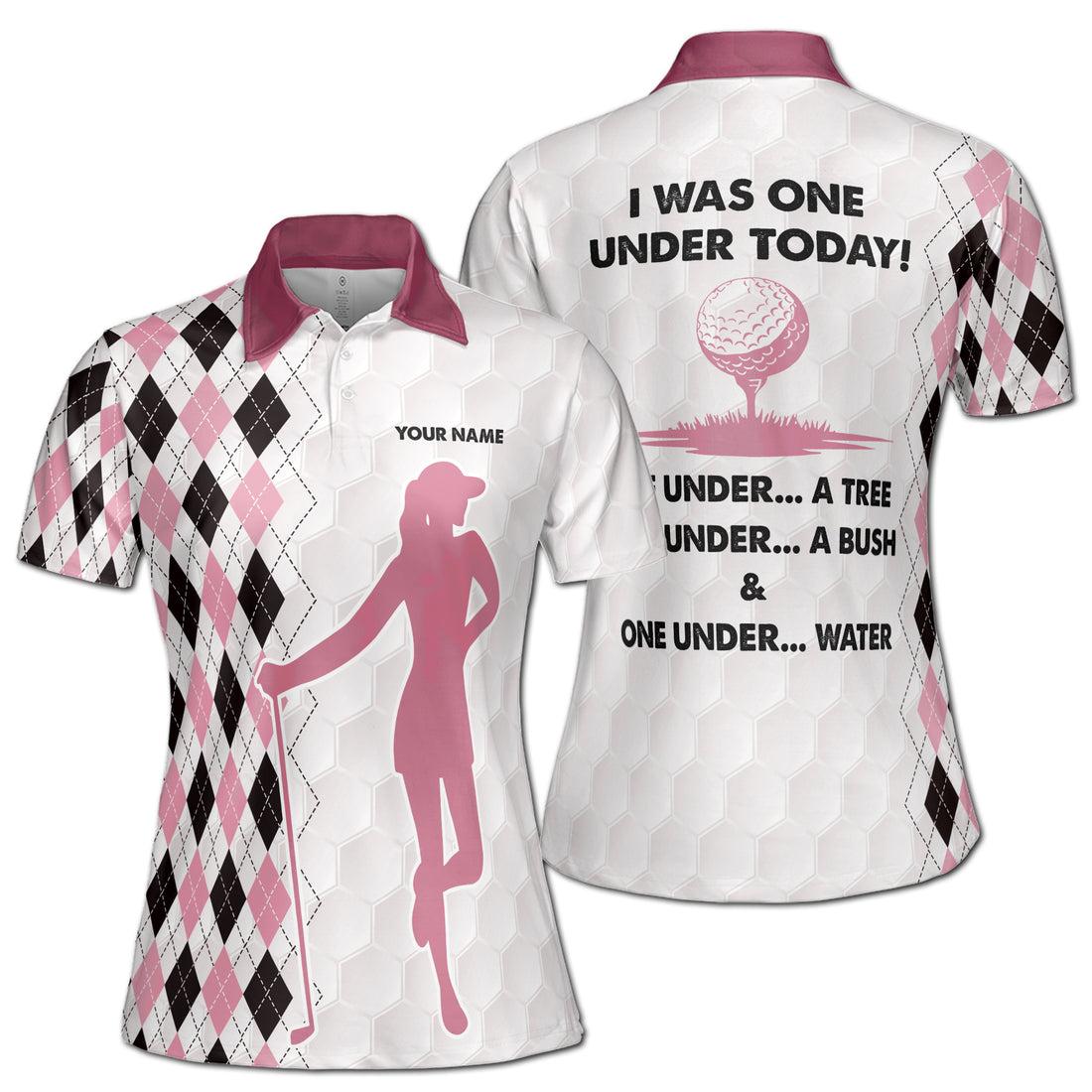 Custom Name I Was One Under Funny Golf Women's Polo Shirt S-5XL