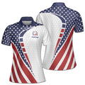 Custom Name Blue Red White America Flag Pattern Golf Women's Polo Shirt S-5XL