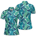 Custom Name Tropical Palm Tree Leaf Summer Color Golf Women's Polo Shirt S-5XL