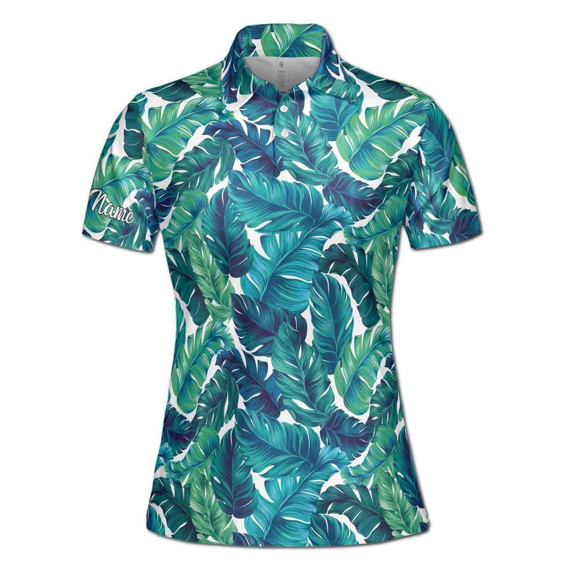 Custom Name Tropical Palm Tree Leaf Summer Color Golf Women's Polo Shirt S-5XL