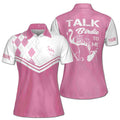 Custom Name Talk Birdie To Me Pink Argyle Women's Polo Shirt S-5XL