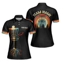 Personalized Retro Sunset Disc Golf Player Women's Polo Shirt S-5XL