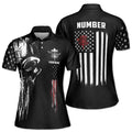 Personalized Dark Skull America Disc Golf USA Flag Women's Polo Shirt S-5XL
