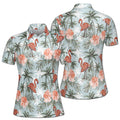 Funny Flamingo Golf Flower Tropical Plants Women's Polo Shirt S-5XL