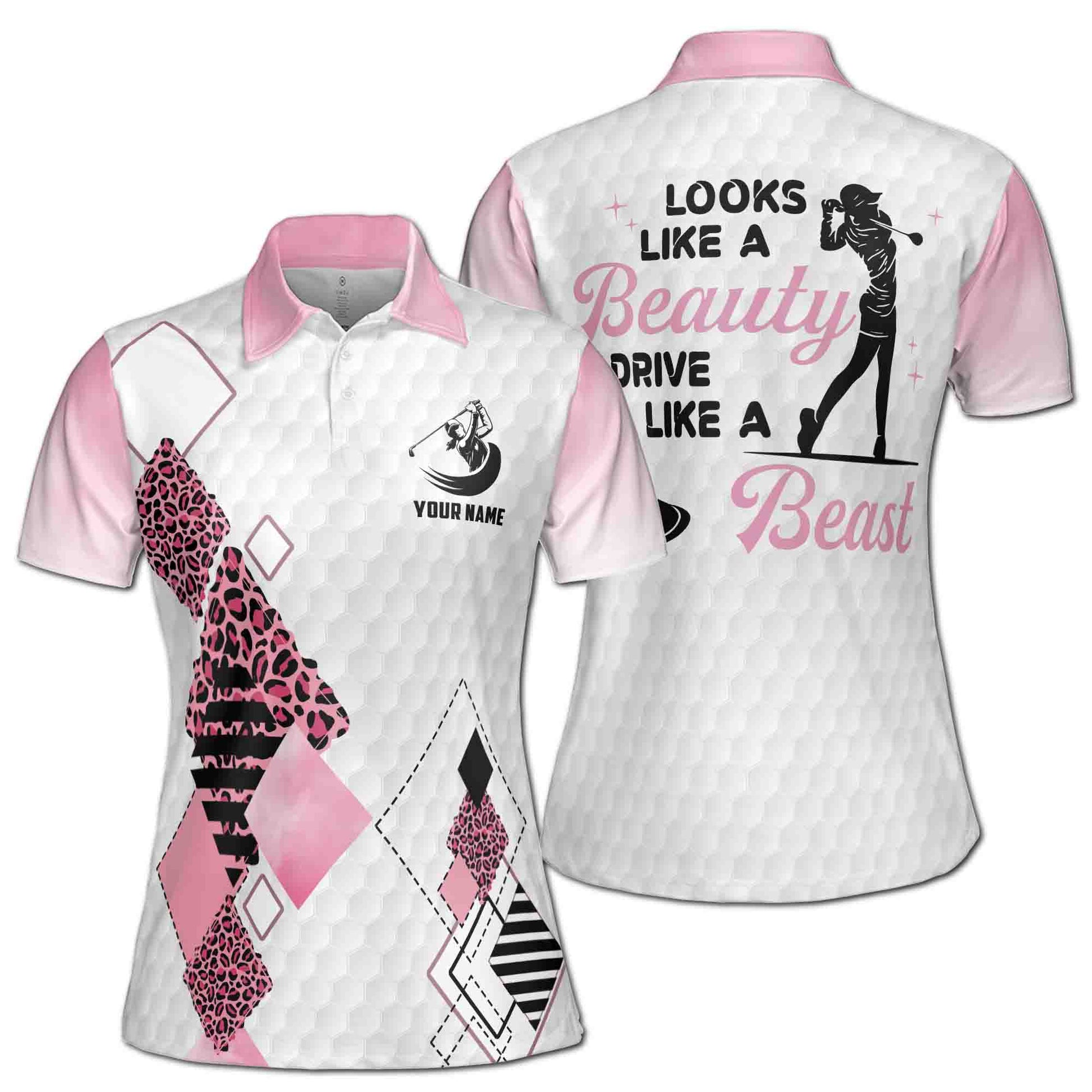 Custom Leopard Argyle Look Like A Beauty Drive Golf Women's Polo Shirt S-5XL