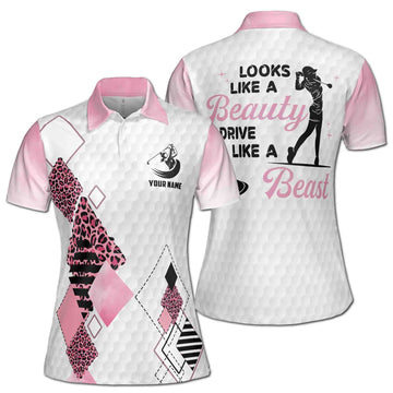 Custom Leopard Argyle Look Like A Beauty Drive Golf Women's Polo Shirt S-5XL