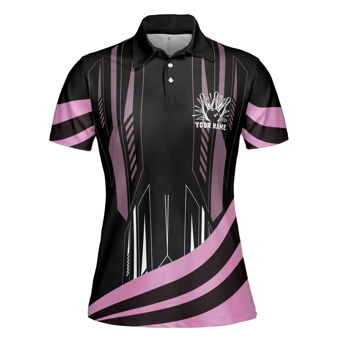 Custom Name, Team Name MultiColor Bowling Ball Women's Polo Shirt S-5XL