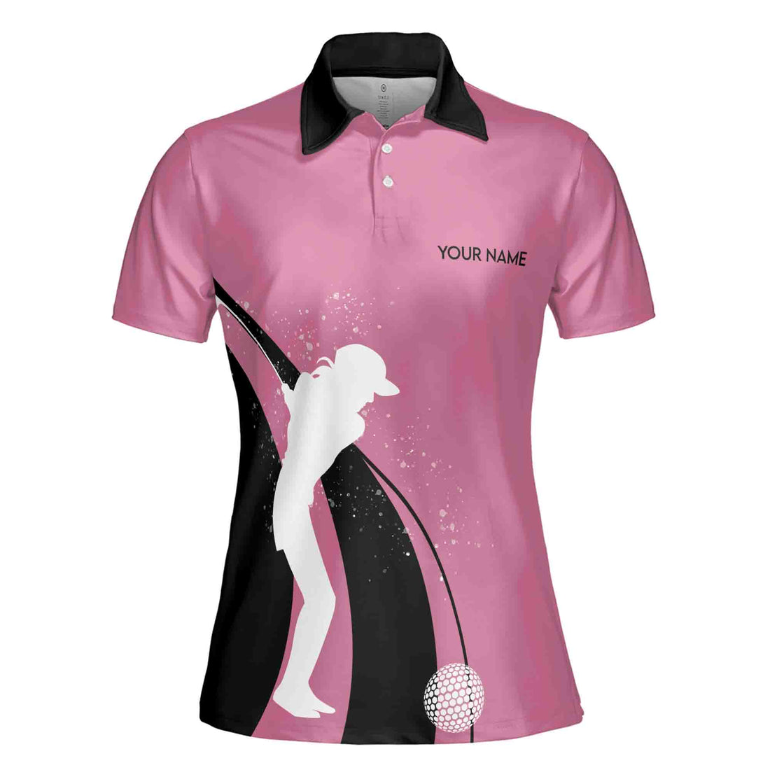 Custom Name Golf Now Wine Later Black Pink Golf Women's Polo Shirt S-5XL
