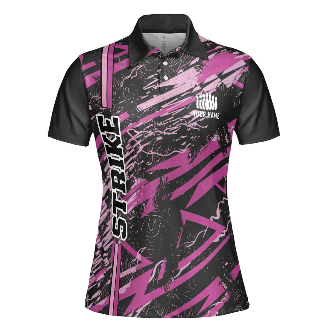 Custom Name Team Name Colorful Splash Bowling Ball Women's Polo Shirt S-5XL