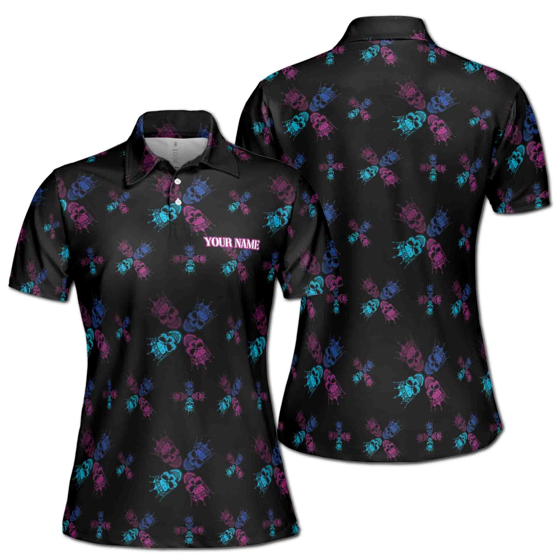 Funny Skull King Pattern Golf Women's Polo Shirt S-5XL