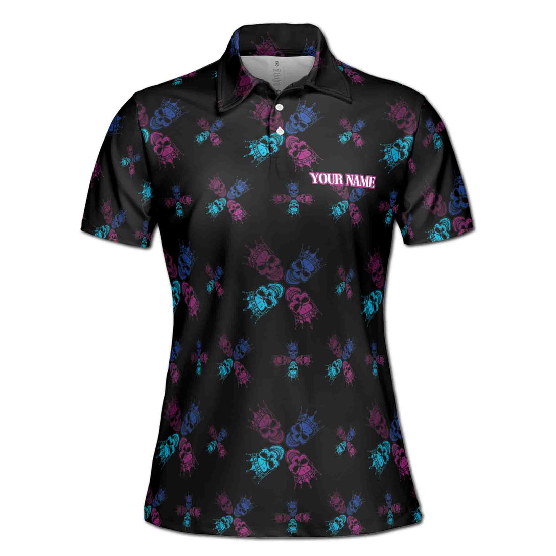 Funny Skull King Pattern Golf Women's Polo Shirt S-5XL