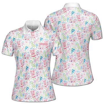 Custom Name Colorful Brazil Carnival Pattern Golf National Pride Women's Polo Shirt S-5XL