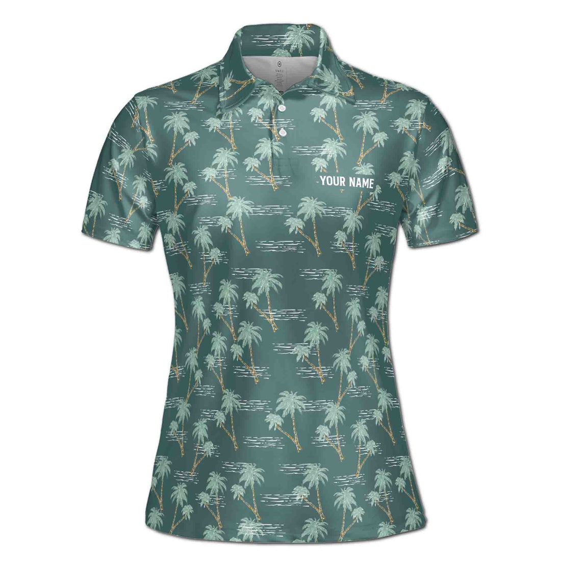 Custom Name Ocean Palm Tree Golf Women's Polo Shirt S-5XL