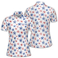 Custom Name Watercolor America Star Golf National Pride Women's Polo Shirt S-5XL