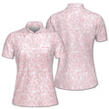 Custom Name Lovely Valentine Rose And Heart Golf Women's Polo Shirt S-5XL
