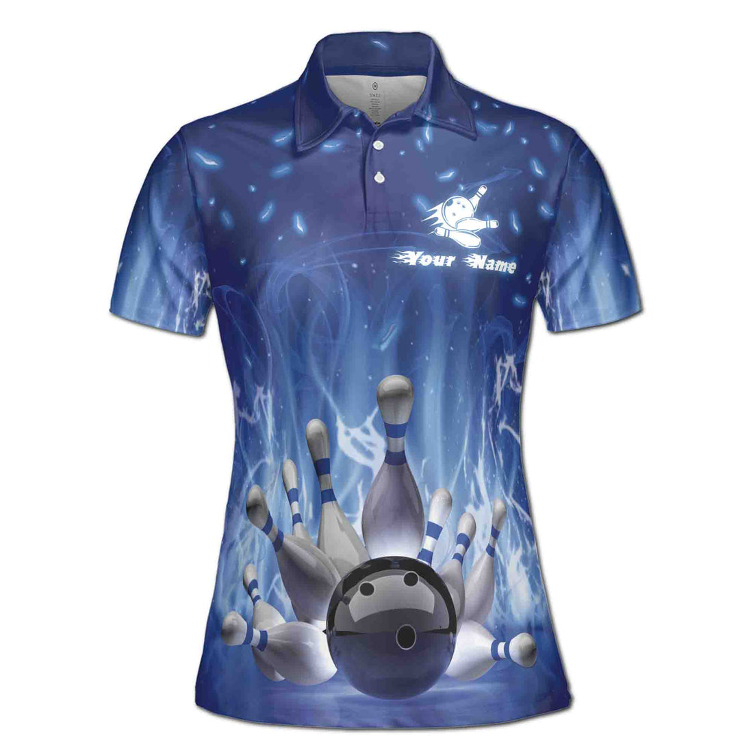 Custom Bowling Player Name Team Name On Blue Bowling Women's Polo Shirt S-5XL
