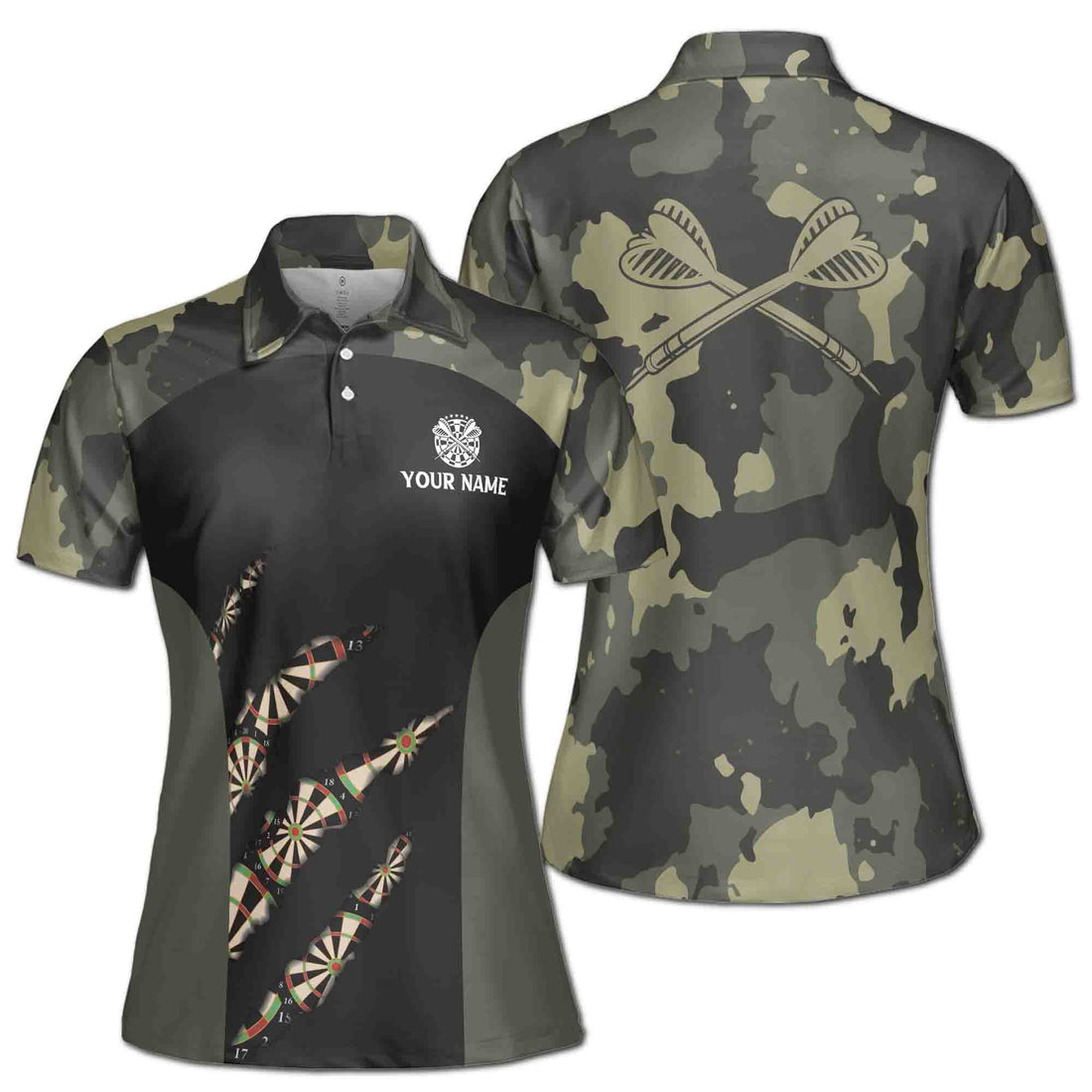 Customize Name Camo Dart Shirts Darts Retro Style Women's Polo Shirt S-5XL