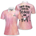 Custom Pink Galaxy This Girl Runs On Jesus And Golf Women's Polo Shirt S-5XL
